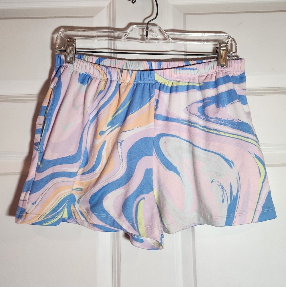 Colorful Swirl Patterned Lounge Shorts With Pockets Small